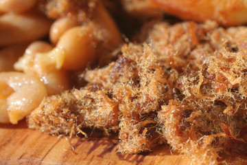 Close up of traditional crispy Duvan cvarci pork cracklings