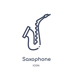 saxophone icon from music outline collection. Thin line saxophone icon isolated on white background.