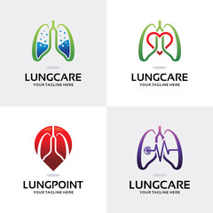 Lung Health Care Logo Set Design Template Collection