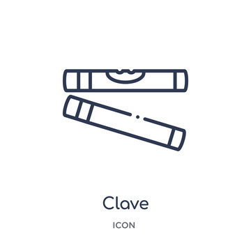 clave icon from music outline collection. Thin line clave icon isolated on white background.