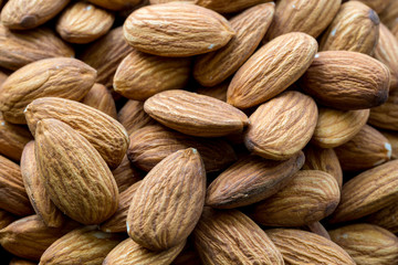 Almond without shell. Raw fresh organic nuts. Healthy food on the farmer market.