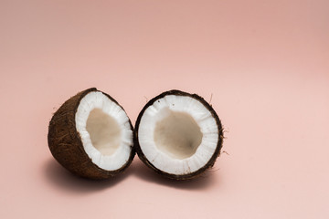 Coconut isolated on pink background