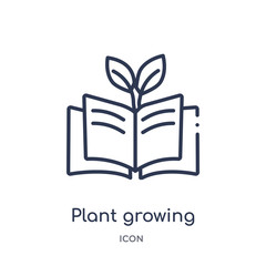 plant growing on book icon from nature outline collection. Thin line plant growing on book icon isolated on white background.