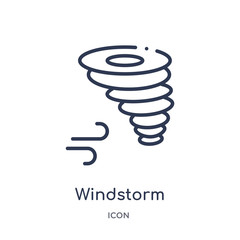 windstorm icon from nature outline collection. Thin line windstorm icon isolated on white background.