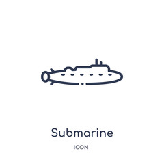 submarine icon from nautical outline collection. Thin line submarine icon isolated on white background.