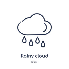 rainy cloud icon from nautical outline collection. Thin line rainy cloud icon isolated on white background.