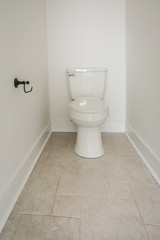 Modern New Construction White Clean Master Bathroom Toilet