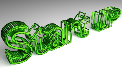 Service sign in green and glossy letters on a white background for an interesting header for venture capital concept with copy space. 3d Rendering - Illustration