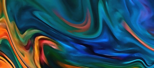 Abstract watercolor background. Marble oil paint in water on paper. Fresh and juicy colors.