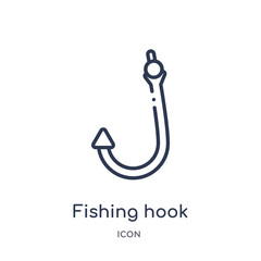 fishing hook icon from nautical outline collection. Thin line fishing hook icon isolated on white background.