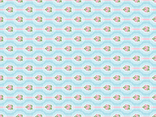Shabby chic rose seamless pattern on blue background