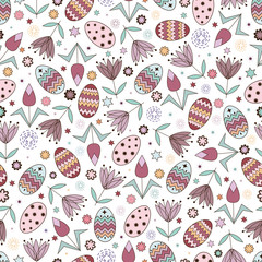 Vector seamless pattern with eggs for Easter holiday