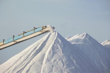 View of a mountain of salt in refining process
