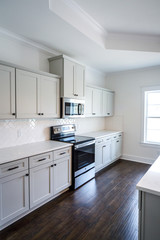 Modern new Construction White Kitchen Grey cabinets