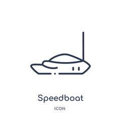 speedboat icon from nautical outline collection. Thin line speedboat icon isolated on white background.