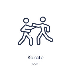 karate icon from olympic games outline collection. Thin line karate icon isolated on white background.