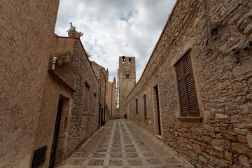 Fototapeta premium Erice, Sicily, Italy - typical street in the old town