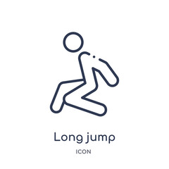 Fototapeta na wymiar long jump icon from olympic games outline collection. Thin line long jump icon isolated on white background.