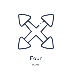 four icon from orientation outline collection. Thin line four icon isolated on white background.