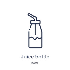 juice bottle with straw icon from party outline collection. Thin line juice bottle with straw icon isolated on white background.