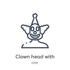 clown head with hat icon from party outline collection. Thin line clown head with hat icon isolated on white background.