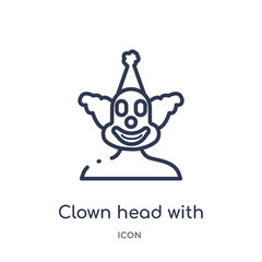 clown head with hat icon from party outline collection. Thin line clown head with hat icon isolated on white background.