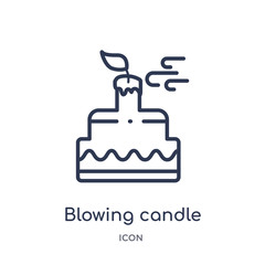 blowing candle icon from party outline collection. Thin line blowing candle icon isolated on white background.