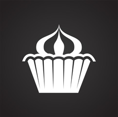 Cake icon on black background for graphic and web design, Modern simple vector sign. Internet concept. Trendy symbol for website design web button or mobile app