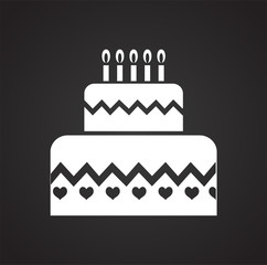 Cake icon on black background for graphic and web design, Modern simple vector sign. Internet concept. Trendy symbol for website design web button or mobile app