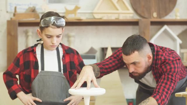 In carpentry coworking studio children and youngsters can learn a useful profession together with Dad. There are carpentry classes for beginners in the Daddy-son format in wooden workshop.