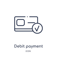 debit payment icon from payment outline collection. Thin line debit payment icon isolated on white background.