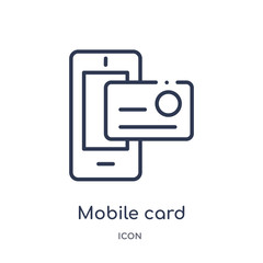 mobile card icon from payment outline collection. Thin line mobile card icon isolated on white background.