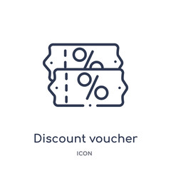 discount voucher icon from payment methods outline collection. Thin line discount voucher icon isolated on white background.