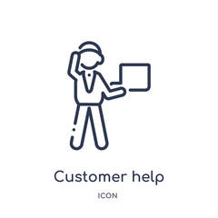 customer help worker icon from people outline collection. Thin line customer help worker icon isolated on white background.