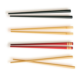 Chopsticks. Set Accessories for Sushi Isolated on White Background. Vector Illustration