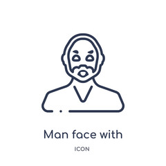 man face with goatee icon from people outline collection. Thin line man face with goatee icon isolated on white background.