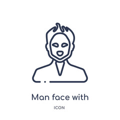man face with spiky hair icon from people outline collection. Thin line man face with spiky hair icon isolated on white background.