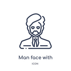 man face with turban and beard icon from people outline collection. Thin line man face with turban and beard icon isolated on white background.