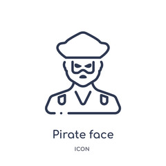 pirate face icon from people outline collection. Thin line pirate face icon isolated on white background.