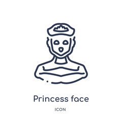 princess face icon from people outline collection. Thin line princess face icon isolated on white background.