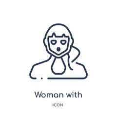 woman with ponytail face icon from people outline collection. Thin line woman with ponytail face icon isolated on white background.