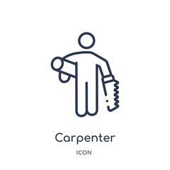 carpenter icon from people skills outline collection. Thin line carpenter icon isolated on white background.