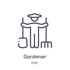 gardener icon from people skills outline collection. Thin line gardener icon isolated on white background.