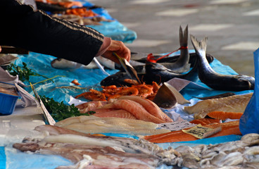Fresh fish at a fish market in Nice, France