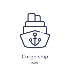 cargo ship front view icon from people skills outline collection. Thin line cargo ship front view icon isolated on white background.