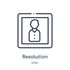 resolution icon from photography outline collection. Thin line resolution icon isolated on white background.