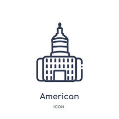 Naklejka premium american government building icon from political outline collection. Thin line american government building icon isolated on white background.