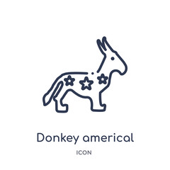 donkey americal political icon from political outline collection. Thin line donkey americal political icon isolated on white background.