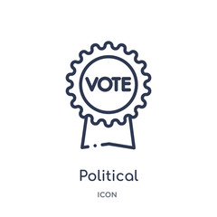 political american elections publicity badge icon from political outline collection. Thin line political american elections publicity badge icon isolated on white background.