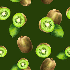 Kiwi. Figure kiwi drawing. isolated on bright green background